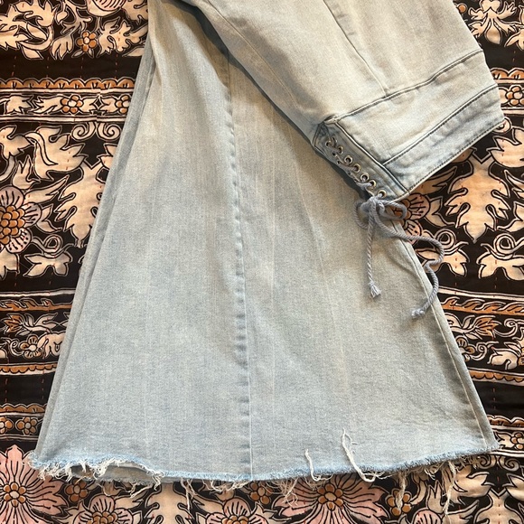 We The Free Free People CRVY Ma Cherie High Waist Lace Up Back Flare Jeans 31 - Picture 6 of 8